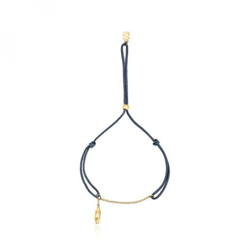 Tous Nylon Lure Armband Gold Schwarz | Österreich-KCREIA826