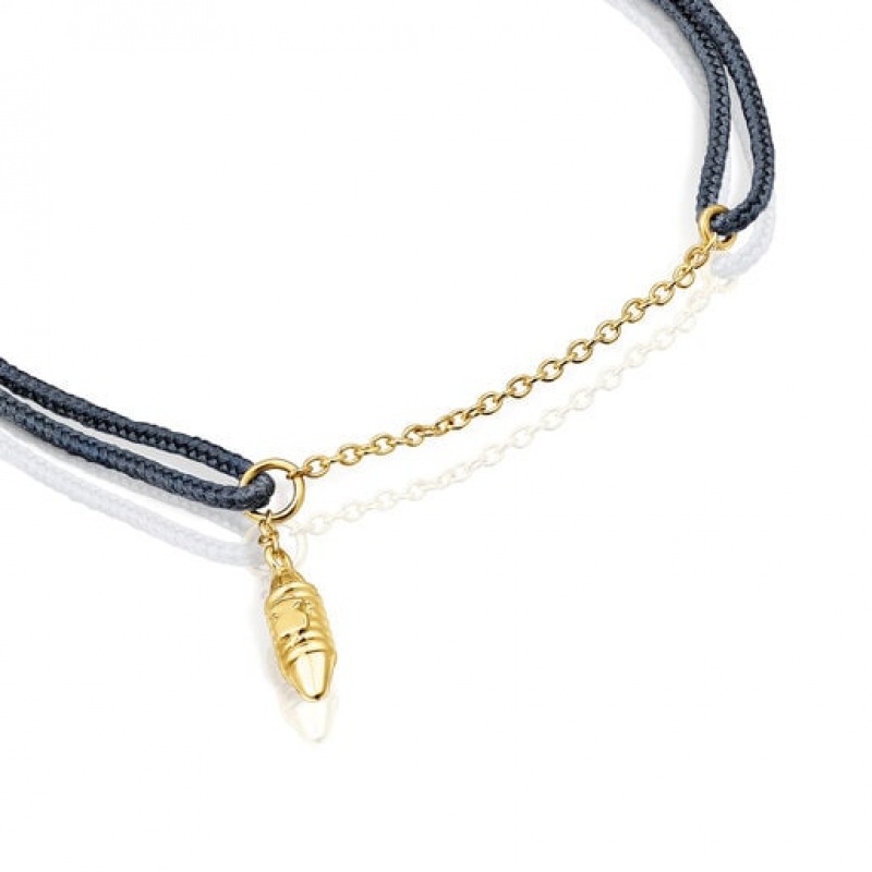 Tous Nylon Lure Armband Gold Schwarz | Österreich-KCREIA826