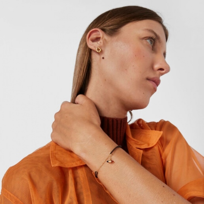Tous Nylon Lure With Carnelian Onyx Armband Schwarz Gold | Österreich-YURXNI538