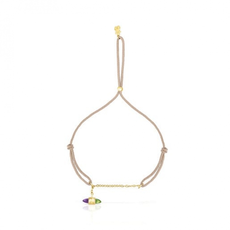 Tous Nylon Lure With Gemstones Armband Gold | Österreich-VHSXBL258