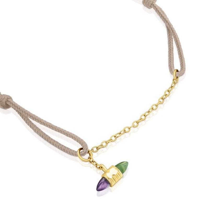 Tous Nylon Lure With Gemstones Armband Gold | Österreich-VHSXBL258
