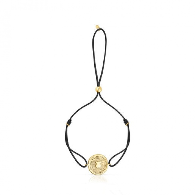 Tous Nylon Oursin Armband Schwarz Gold | Österreich-PCAOXU374