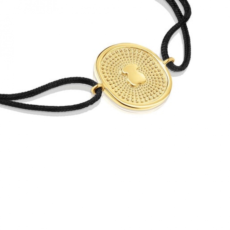 Tous Nylon Oursin Armband Schwarz Gold | Österreich-PCAOXU374