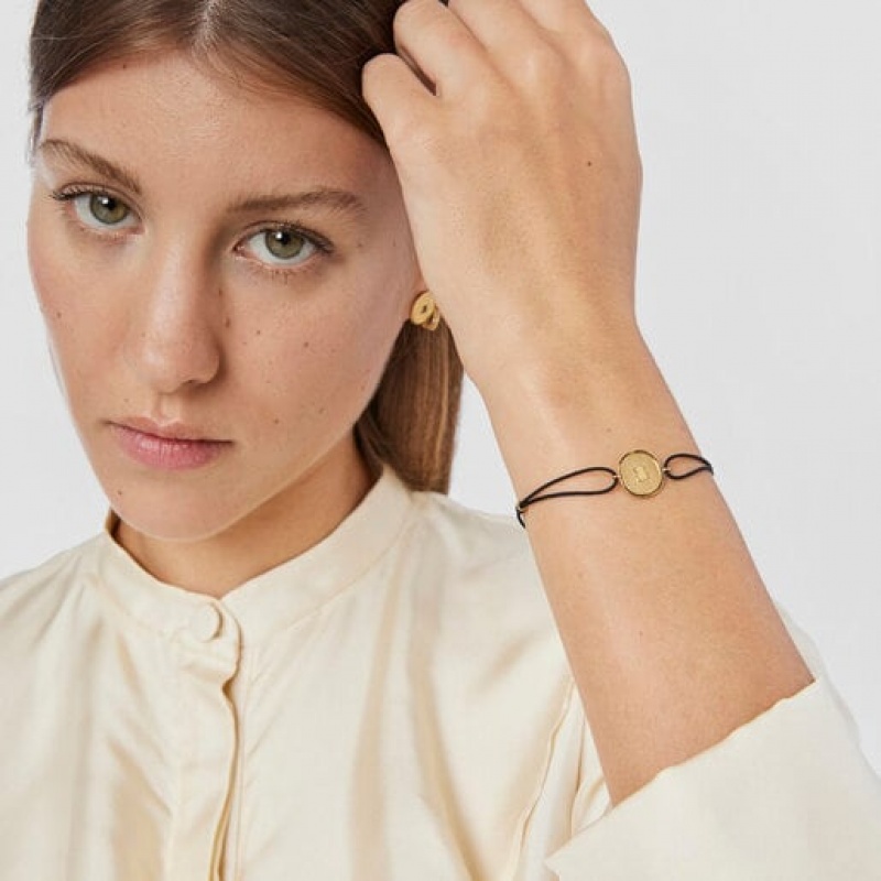 Tous Nylon Oursin Armband Schwarz Gold | Österreich-PCAOXU374
