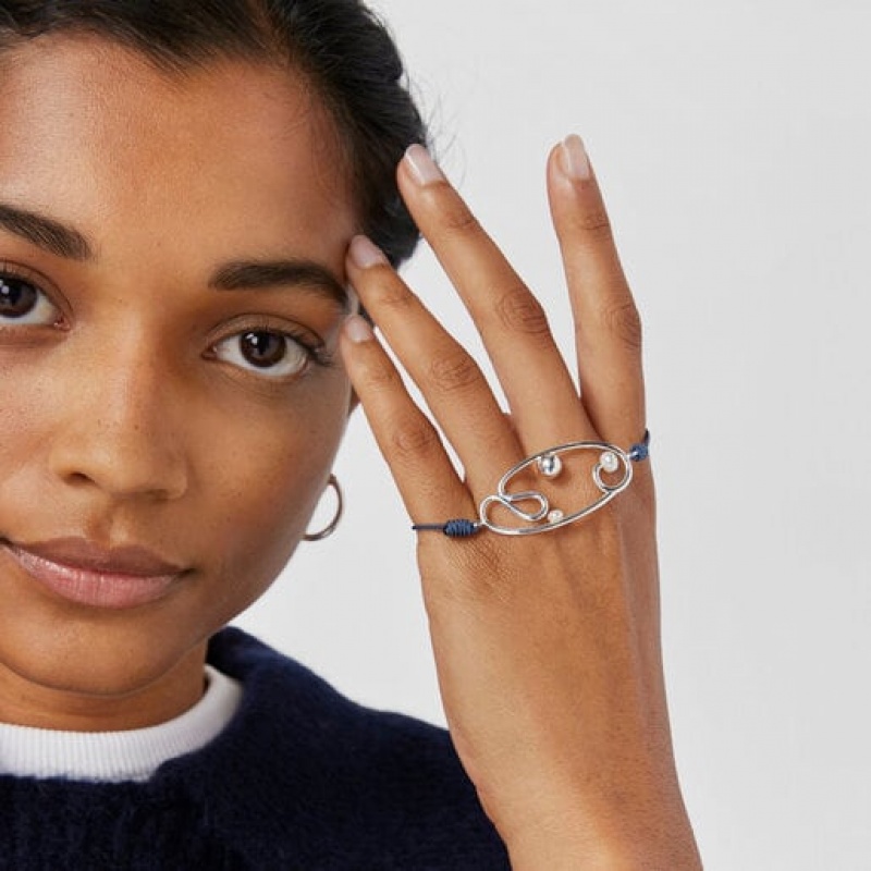 Tous Nylon Tsuri With Motif Cultured Pearls Armband Dunkelblau Silber | Österreich-YUQXHV427