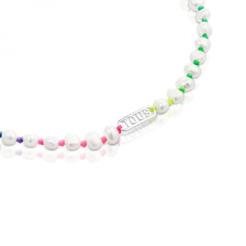 Tous Nylon With Cultured Pearls Logo Halskette Mehrfarbig | Österreich-VNSICM278