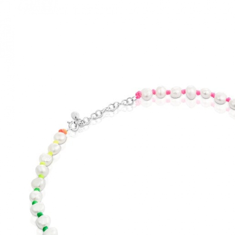 Tous Nylon With Cultured Pearls Logo Halskette Mehrfarbig | Österreich-VNSICM278