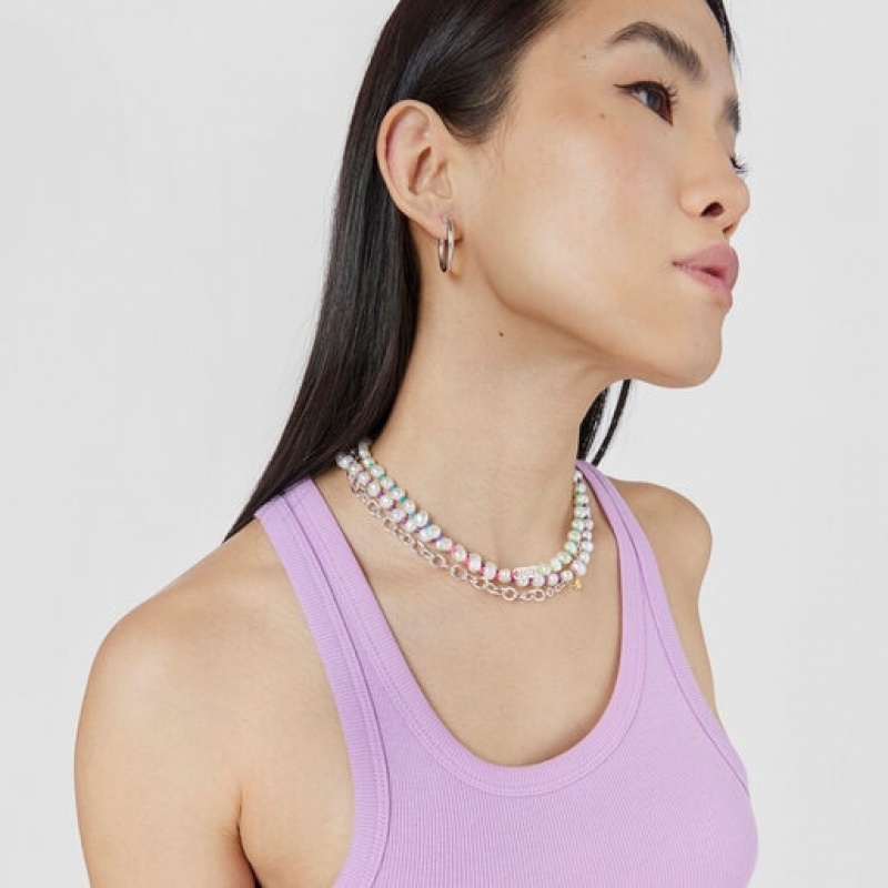 Tous Nylon With Cultured Pearls Logo Halskette Mehrfarbig | Österreich-VNSICM278