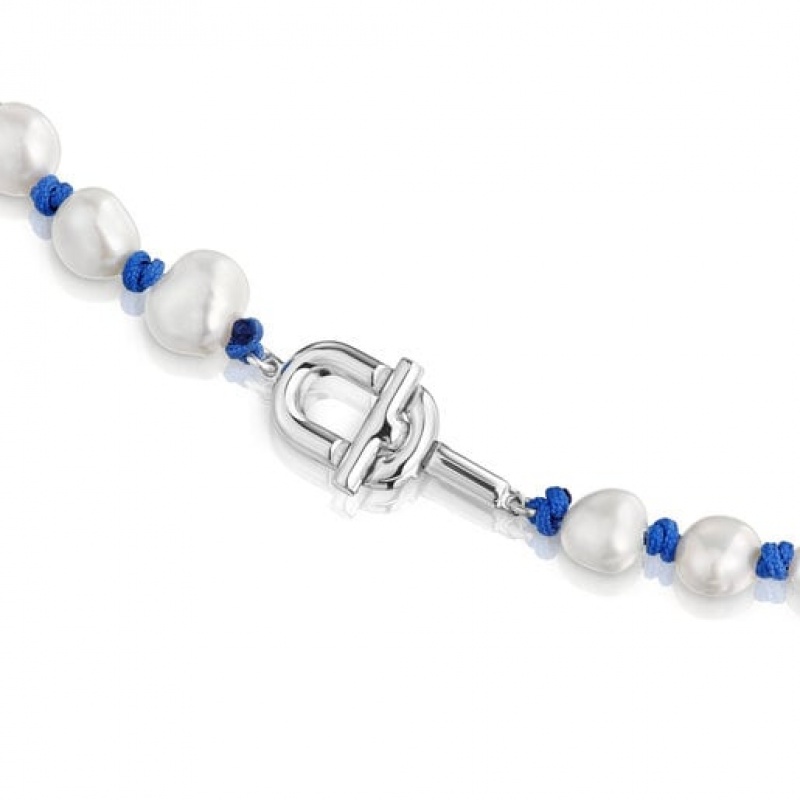 Tous Nylon With Cultured Pearls Manifesto Halskette Silber | Österreich-UBFMWJ754