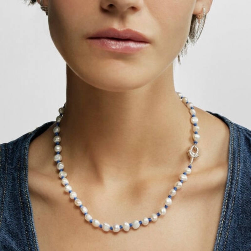 Tous Nylon With Cultured Pearls Manifesto Halskette Silber | Österreich-UBFMWJ754