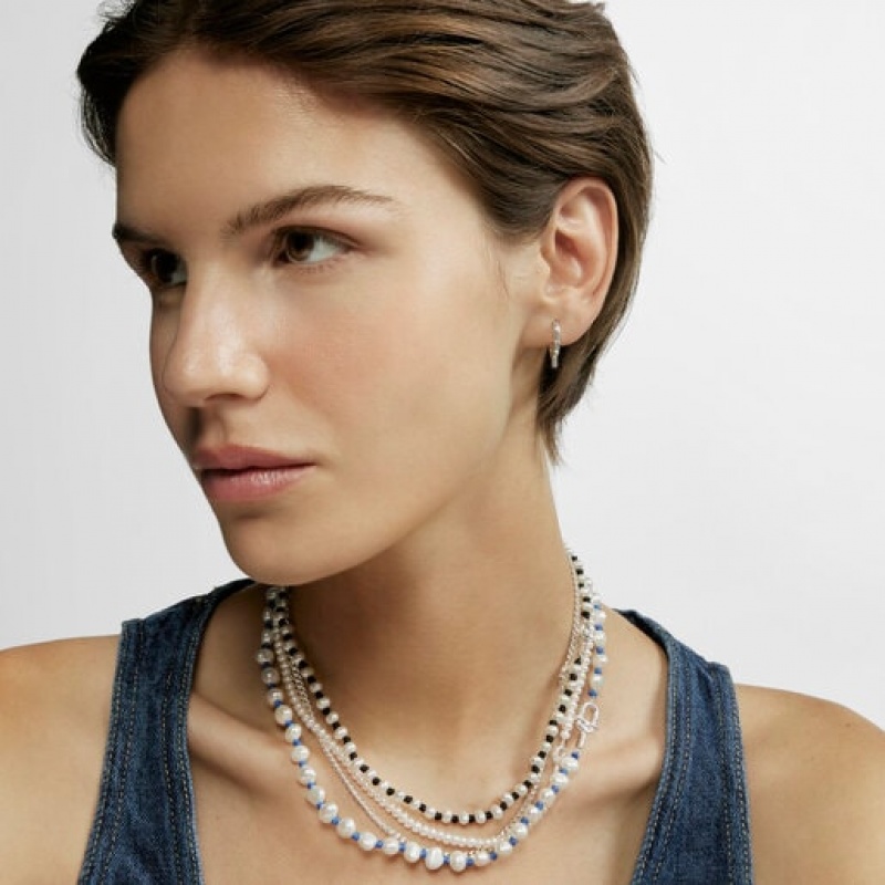 Tous Nylon With Cultured Pearls Manifesto Halskette Silber | Österreich-UBFMWJ754