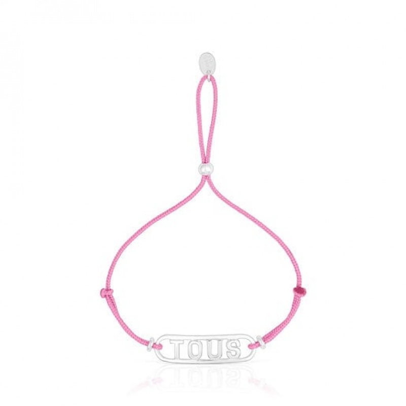 Tous Nylon With Logo Armband Rosa Silber | Österreich-BJXCKD402