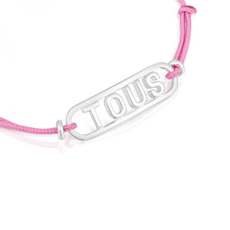 Tous Nylon With Logo Armband Rosa Silber | Österreich-BJXCKD402