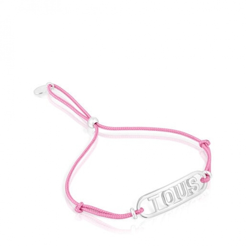 Tous Nylon With Logo Armband Rosa Silber | Österreich-BJXCKD402