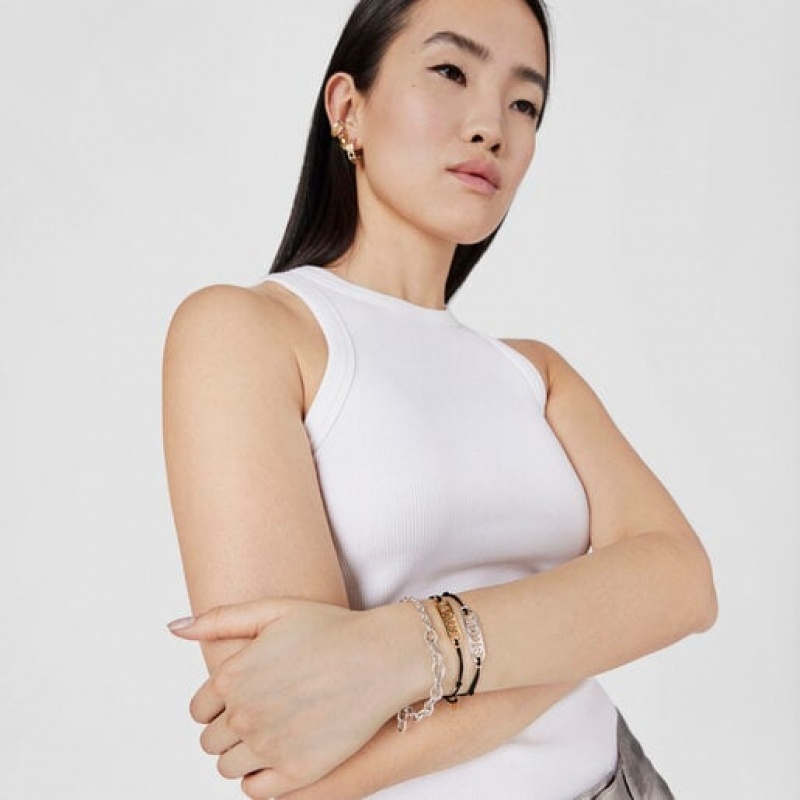 Tous Nylon With Logo Armband Schwarz Gold | Österreich-VJCREQ157