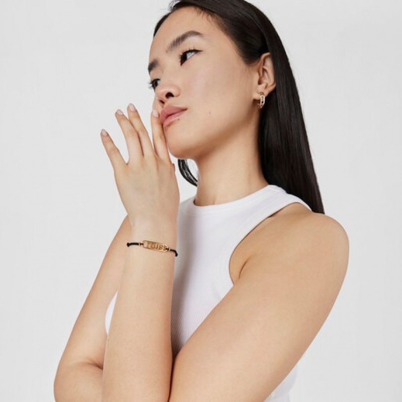 Tous Nylon With Logo Armband Schwarz Gold | Österreich-VJCREQ157