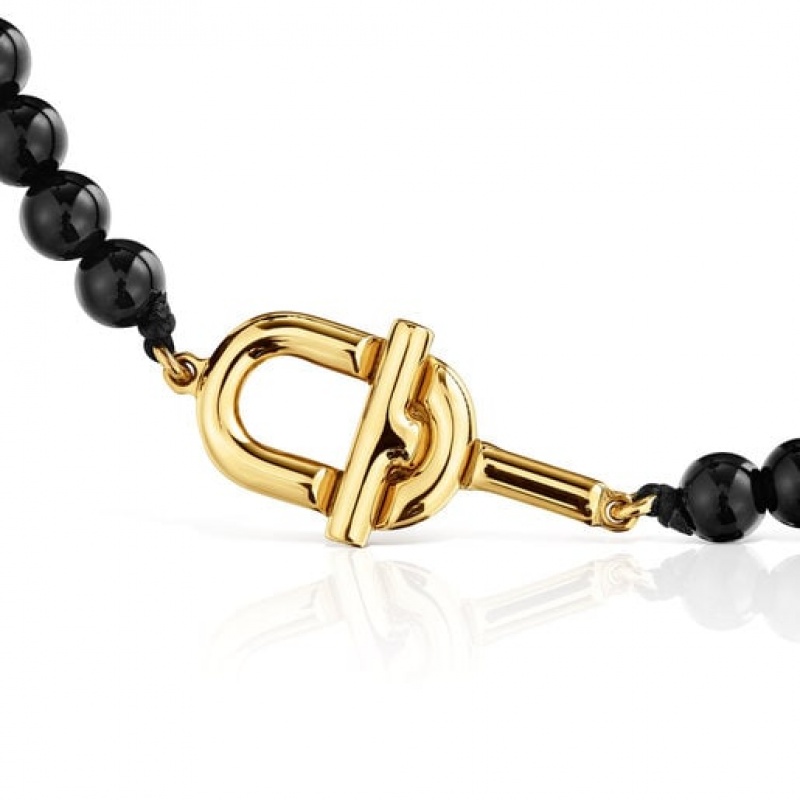 Tous Onyx Manifesto Armband Schwarz Gold | Österreich-ZCBDSQ026