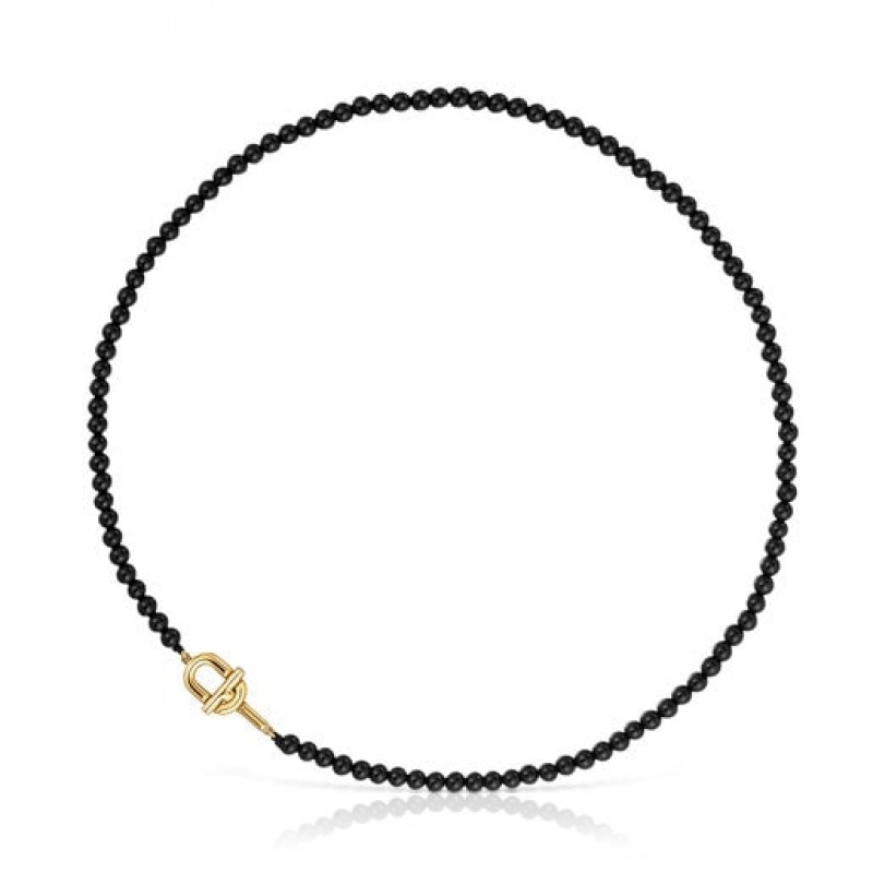 Tous Onyx Manifesto Halskette Gold Schwarz | Österreich-PRMLKH952
