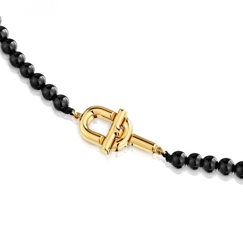 Tous Onyx Manifesto Halskette Gold Schwarz | Österreich-GXMYQC378