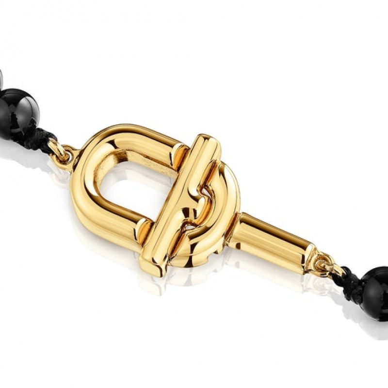 Tous Onyx Manifesto Halskette Gold Schwarz | Österreich-GXMYQC378