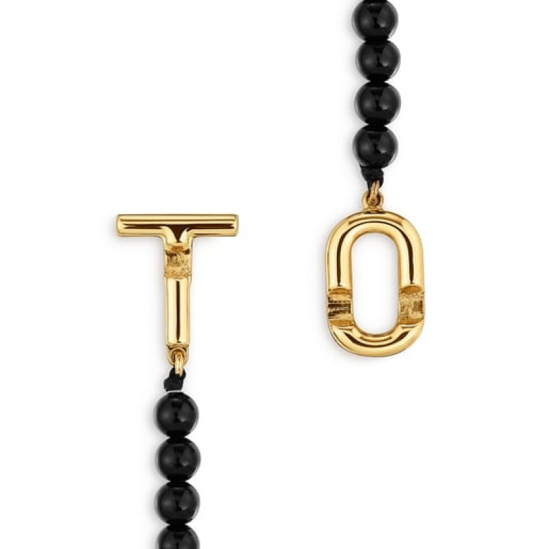 Tous Onyx Manifesto Halskette Gold Schwarz | Österreich-GXMYQC378