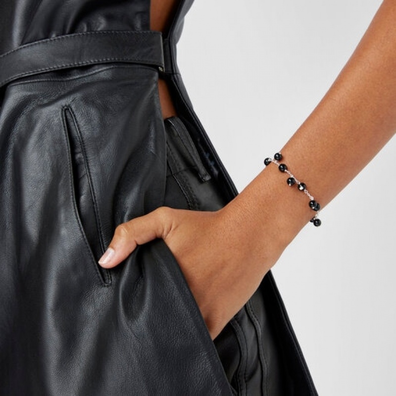 Tous Onyx Nylon Icon Glass Armband Schwarz | Österreich-SBHUDE583