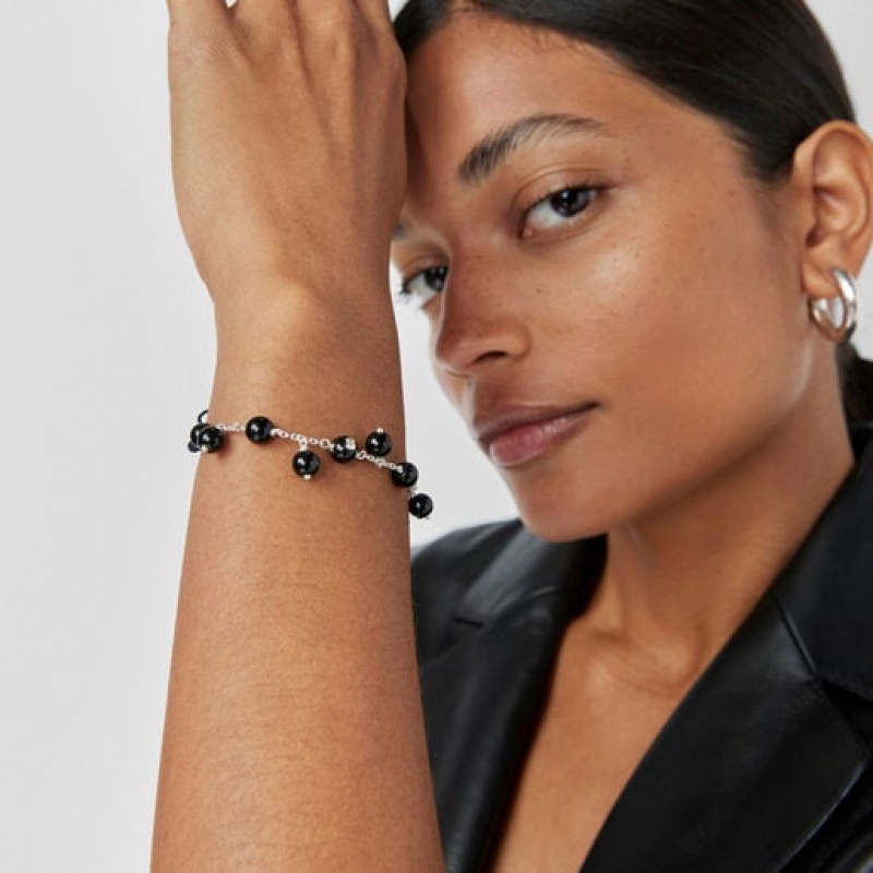 Tous Onyx Nylon Icon Glass Armband Schwarz | Österreich-SBHUDE583
