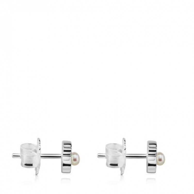 Tous Pearls Bear Motif Super Power Ohrringe Silber | Österreich-GOERFQ086