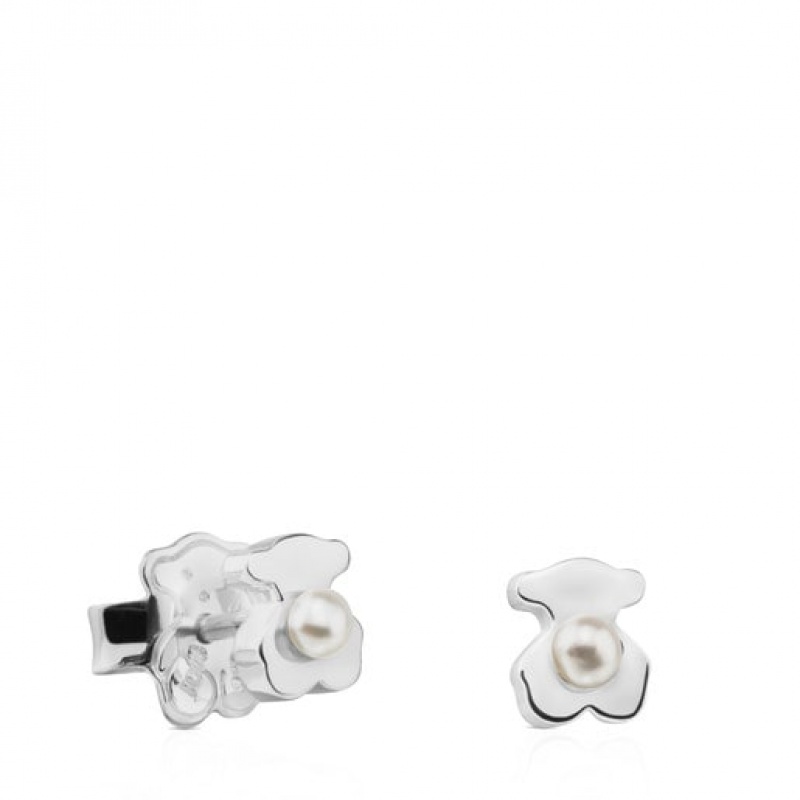 Tous Pearls Bear Motif Super Power Ohrringe Silber | Österreich-GOERFQ086
