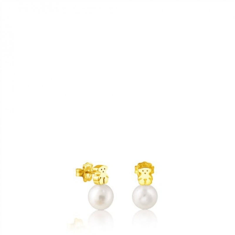 Tous Pearls Bear Motif Sweet Dolls Ohrringe Gold | Österreich-FRLZSW865