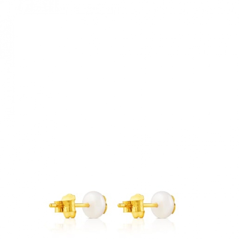 Tous Pearls Bear Ohrringe Gold | Österreich-OXHMWL831