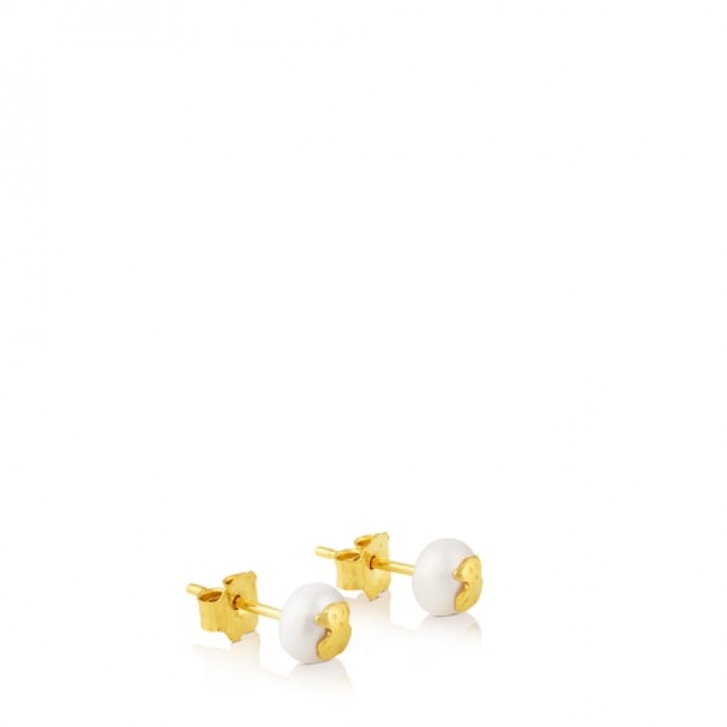 Tous Pearls Bear Ohrringe Gold | Österreich-OXHMWL831