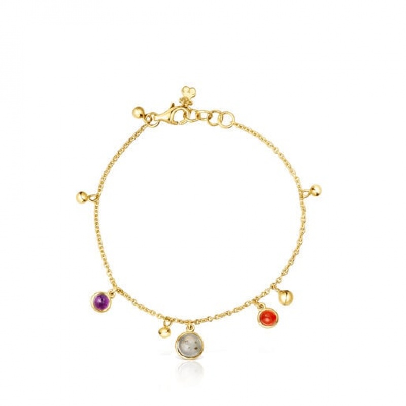 Tous Plump Charm With Gemstones Armband Gold | Österreich-DOSPQK756
