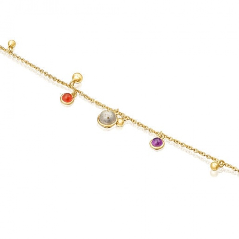 Tous Plump Charm With Gemstones Armband Gold | Österreich-DOSPQK756