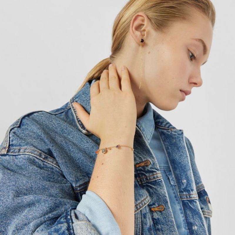 Tous Plump Charm With Gemstones Armband Gold | Österreich-DOSPQK756