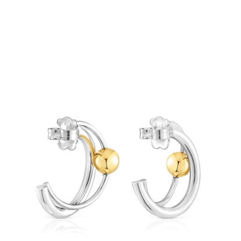 Tous Plump Double Hoop Ohrringe Silber Gold | Österreich-YMWFTJ851