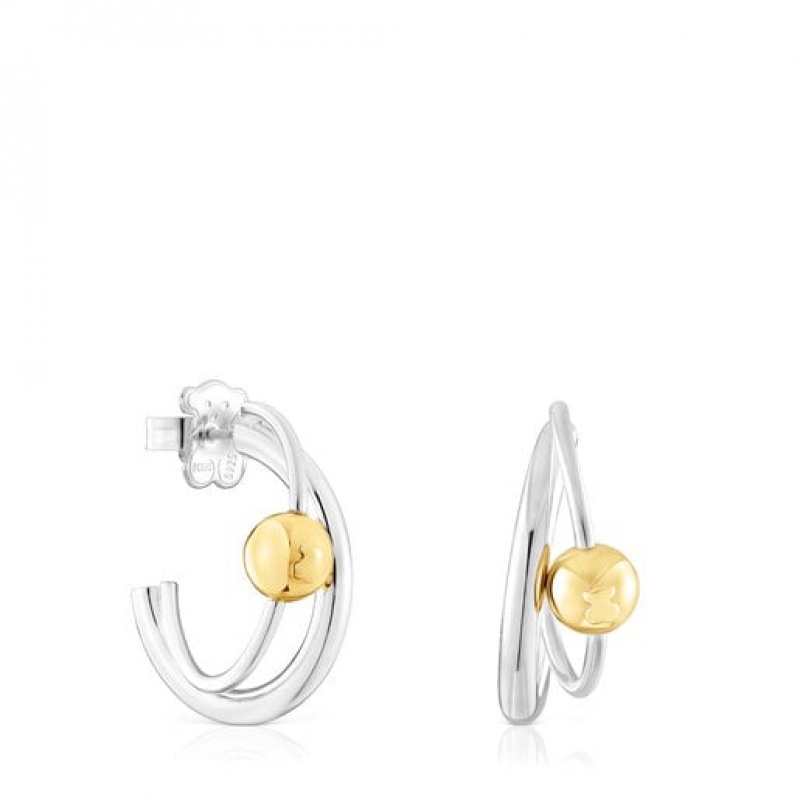 Tous Plump Double Hoop Ohrringe Silber Gold | Österreich-YMWFTJ851