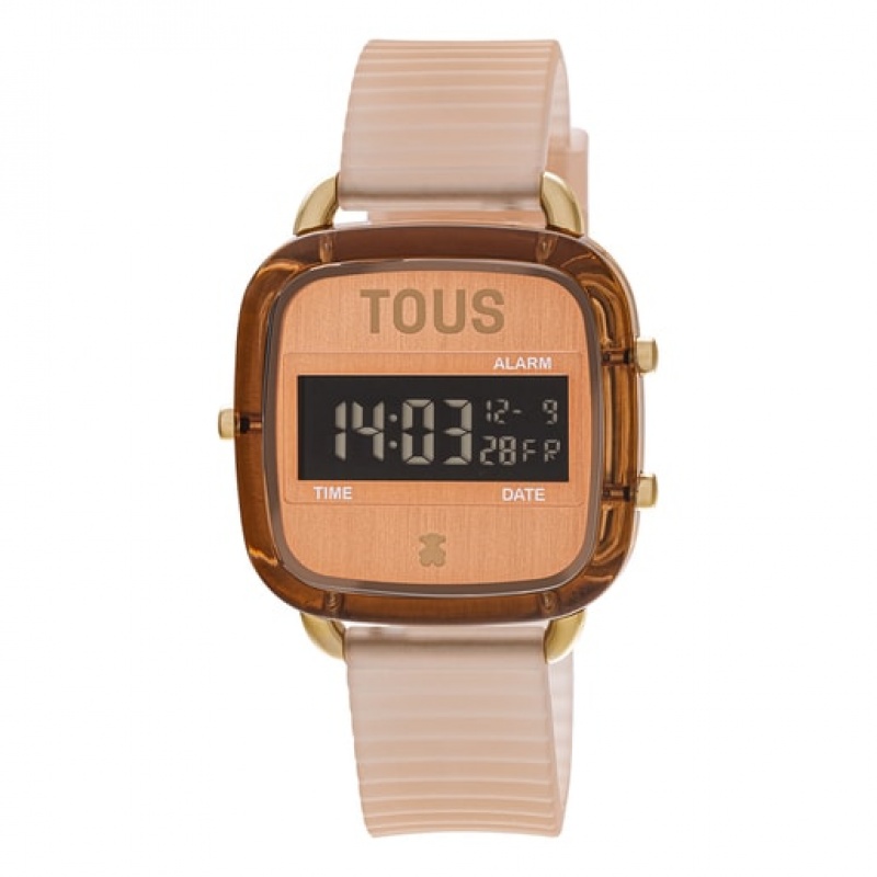 Tous Polycarbonate With Silikon Riemen D Logo Fresh Digitale Uhren Rosa Gold | Österreich-RJFSVA132