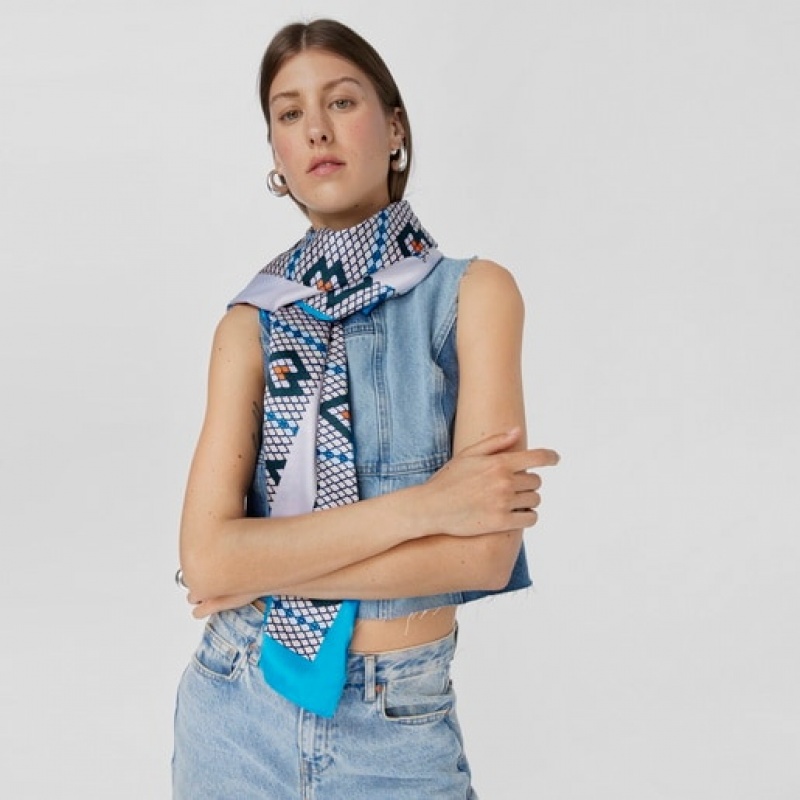 Tous Polyester Lamba Schal Blau Mehrfarbig | Österreich-JSDABX106