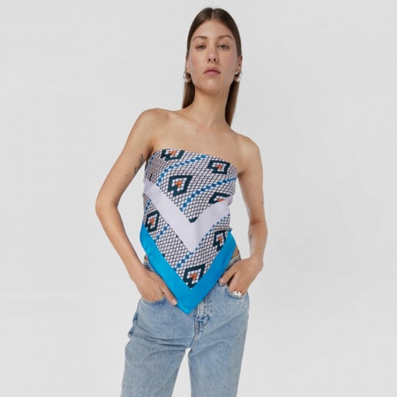 Tous Polyester Lamba Schal Blau Mehrfarbig | Österreich-JSDABX106