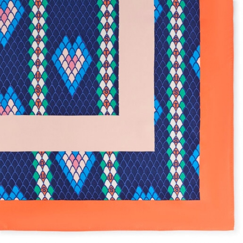 Tous Polyester Lamba Schal Orange Blau | Österreich-GSYLIX348