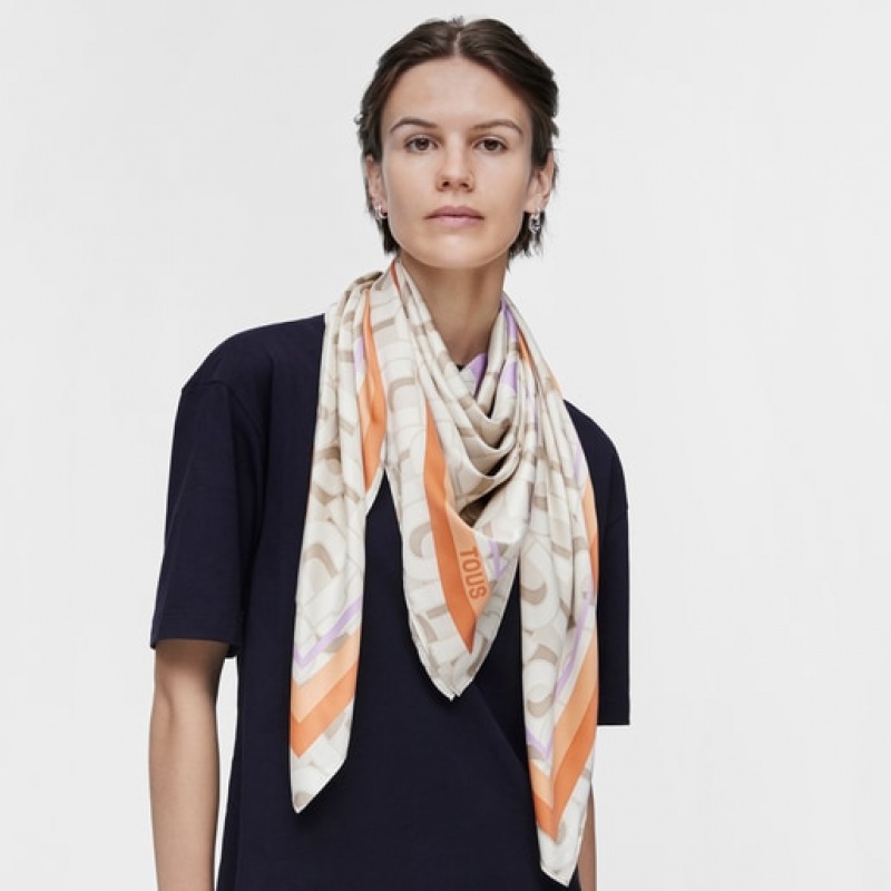 Tous Polyester Manifesto Schal Beige | Österreich-YERMUB791