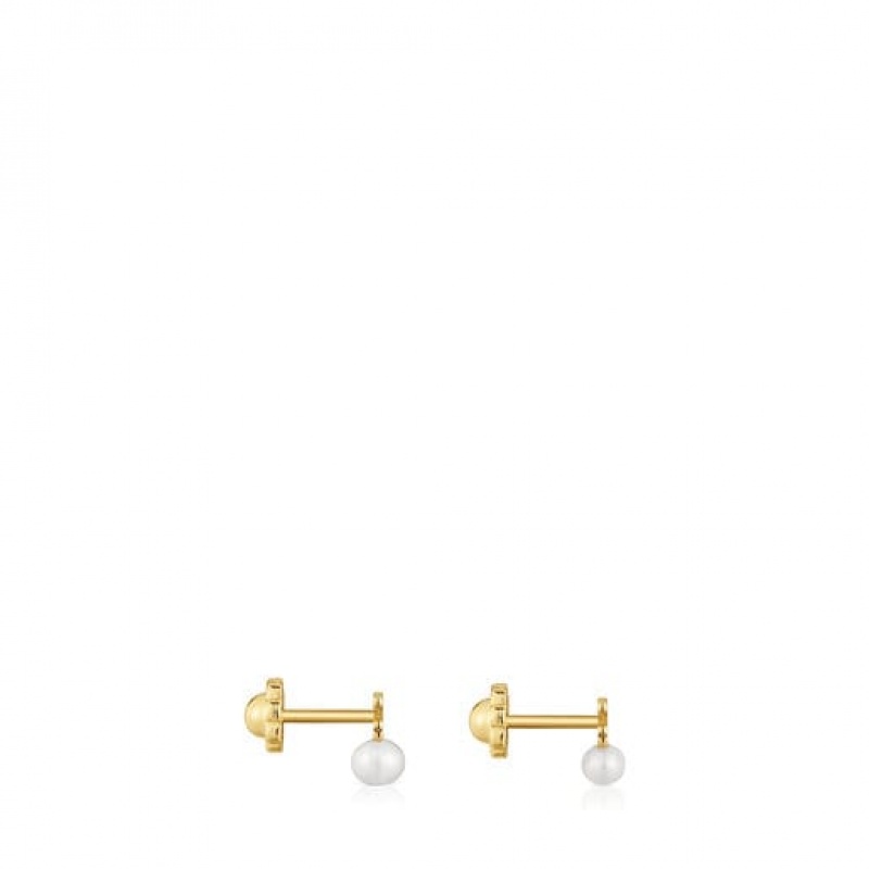 Tous Puppies With Bear Motif With A Cultured Pearl Ohrringe Gold | Österreich-ILMWPO354