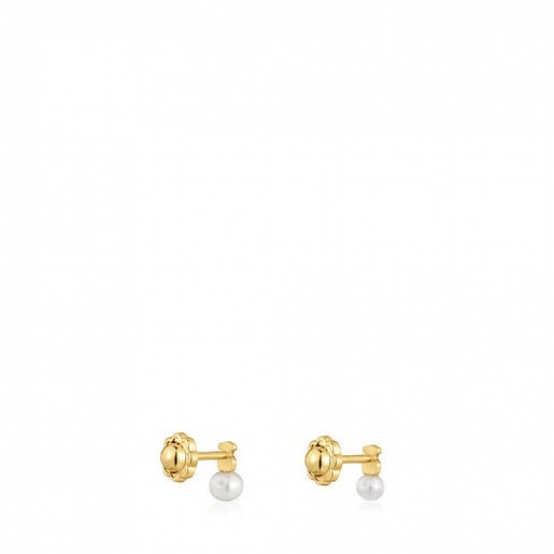 Tous Puppies With Bear Motif With A Cultured Pearl Ohrringe Gold | Österreich-ILMWPO354