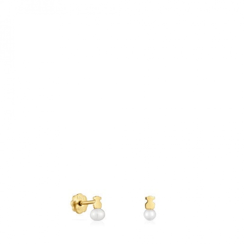 Tous Puppies With Bear Motif With A Cultured Pearl Ohrringe Gold | Österreich-ILMWPO354
