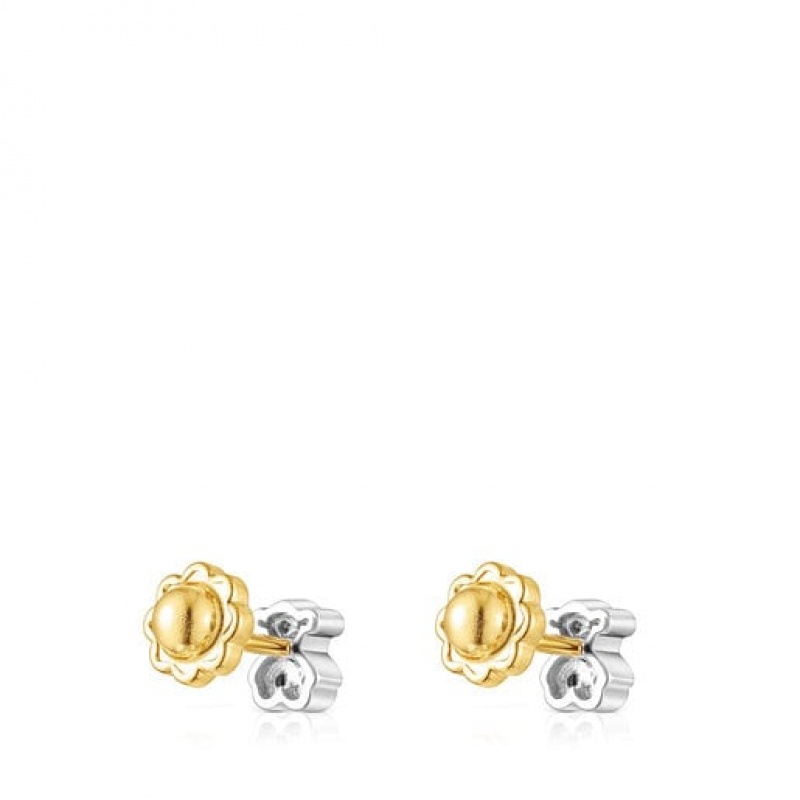 Tous Puppies With Diamonds Bear Motif Ohrringe Silber Gold | Österreich-SCFLYR068