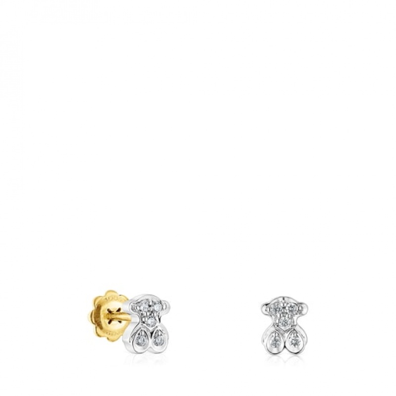 Tous Puppies With Diamonds Bear Motif Ohrringe Gold | Österreich-ZQELTM526