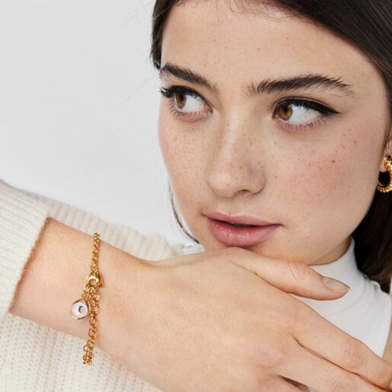 Tous Reversible With Moonstone Alma Motif Anhänger Gold | Österreich-HSPDNW327