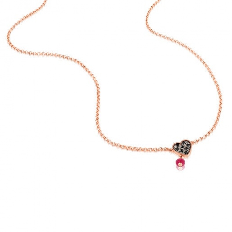 Tous Ruby Heart Motif With Spinels Halskette Rosa Gold | Österreich-QYXOJK605