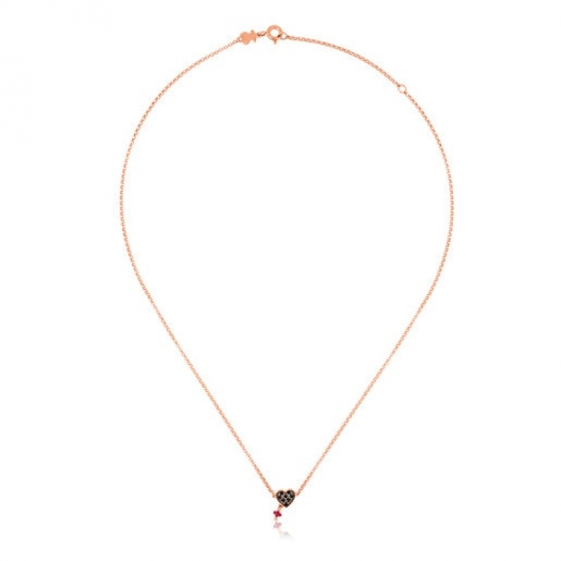 Tous Ruby Heart Motif With Spinels Halskette Rosa Gold | Österreich-QYXOJK605